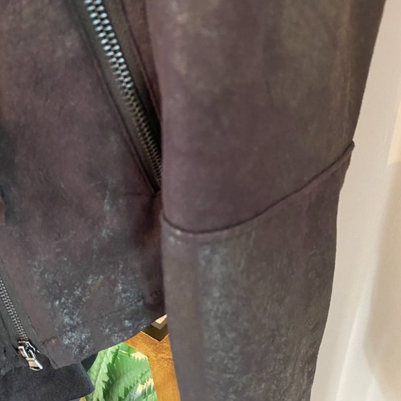 Suede and Faux Leather Moto Style Jacket - Picture 9 of 14